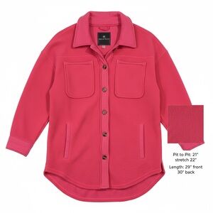 Bagatelle $100 Hot Pink Fleece Button Down Shacket Jacket M EUC w pockets!